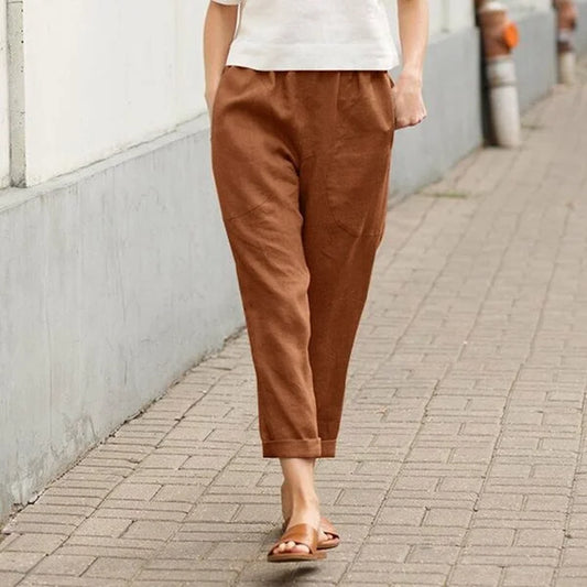 Ember - Pantaloni ampi in lino e cotone