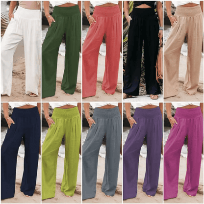Quinley - Pantaloni Elasticizzati in Lino