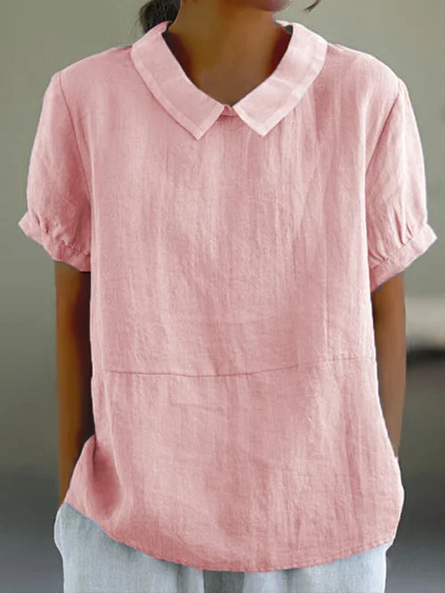 Trina - Top Casual in Cotone-Lino Traspirante