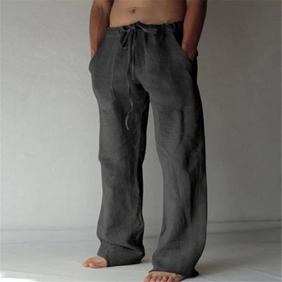 Benjamin - Pantaloni casual in lino da uomo in tinta unita