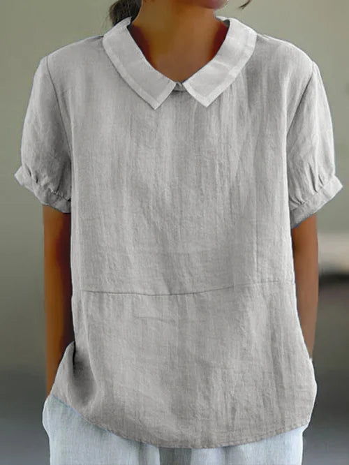 Trina - Top Casual in Cotone-Lino Traspirante