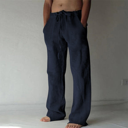 Benjamin - Pantaloni casual in lino da uomo in tinta unita