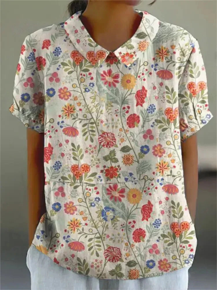 Shelby - Vintage Fiori Camicetta Donna Casual