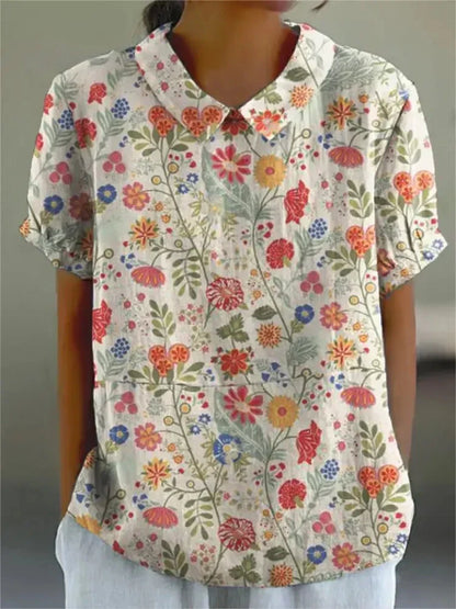 Shelby - Vintage Fiori Camicetta Donna Casual