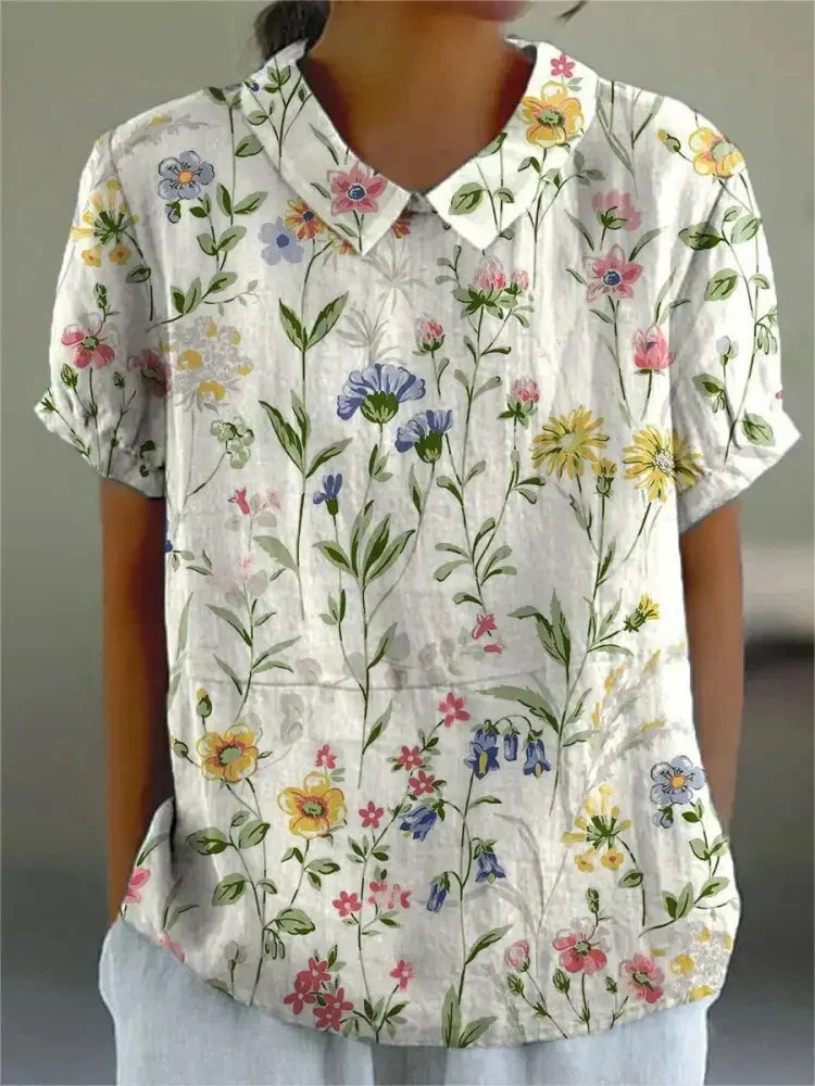 Shelby - Vintage Fiori Camicetta Donna Casual