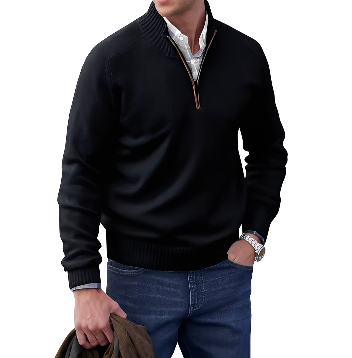 Gabriel - Pullover maschile in cashmere con cerniera