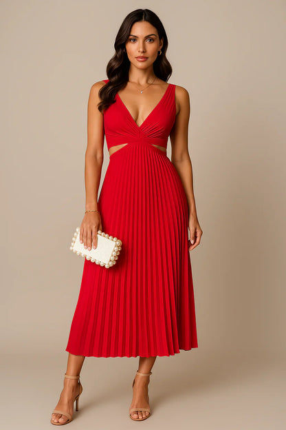 Arya - Elegante Abito a Pieghe Midi per Donne