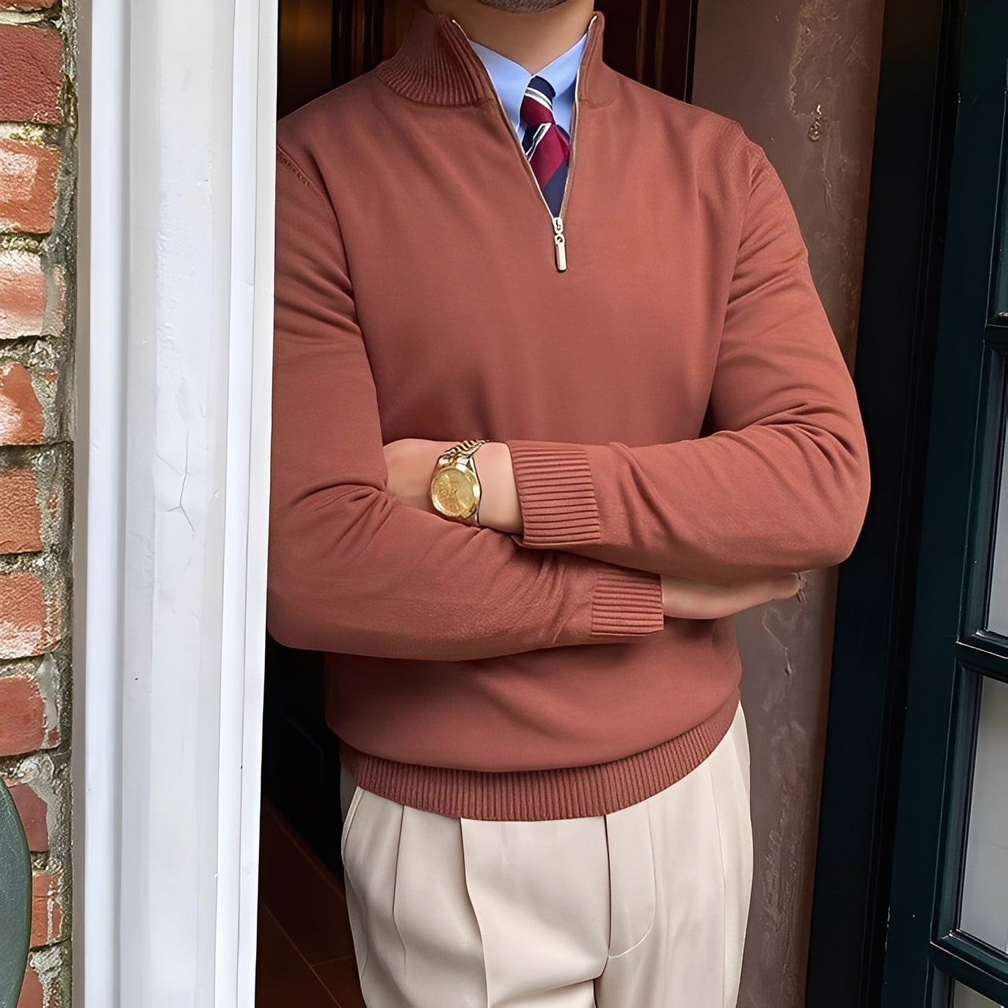 Osbert - Maglione elegante a maglia con zip per uomo