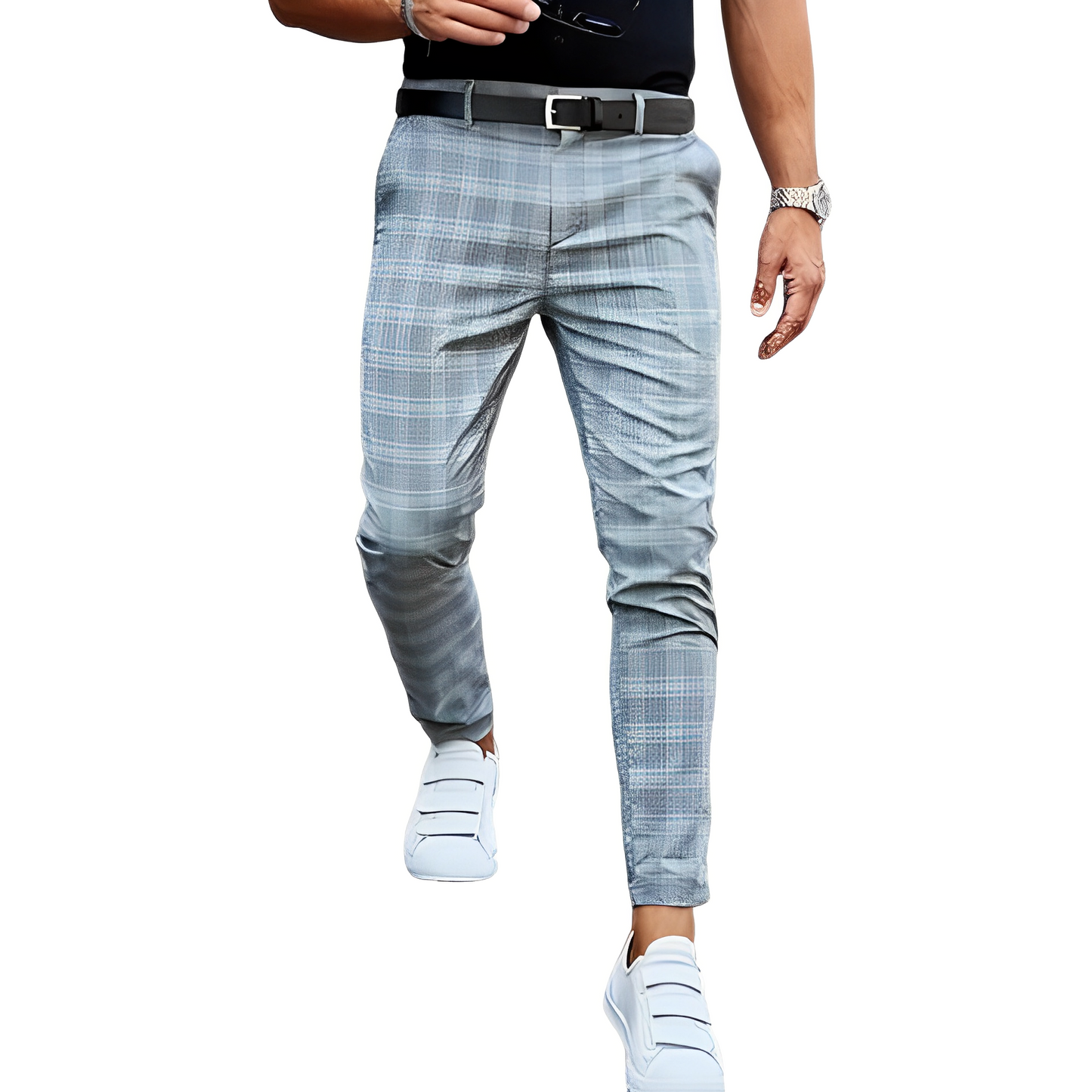 Deacon - Pantaloni Slim-Fit Comodi con Disegno a Quadri per Uomo