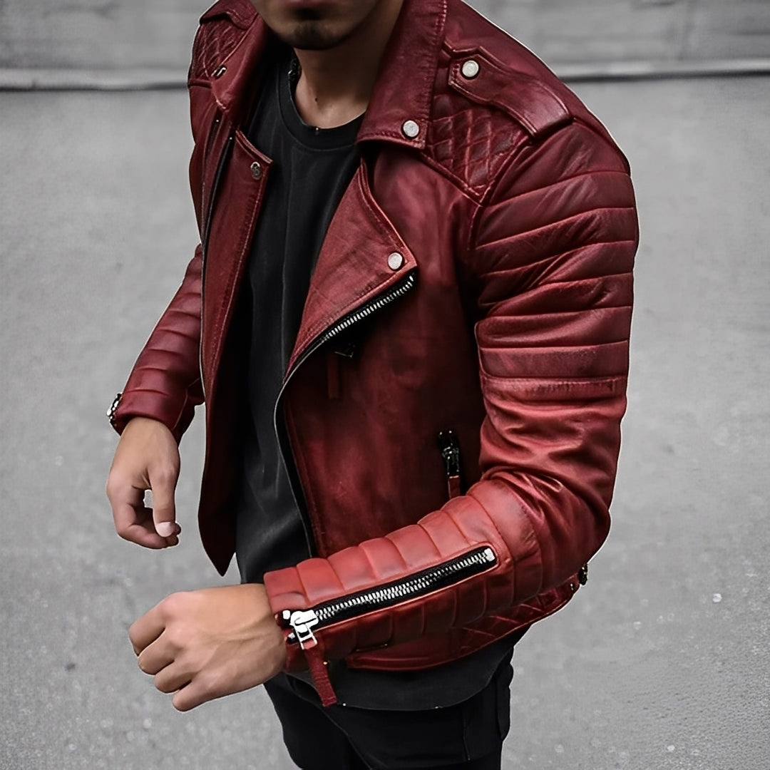 Easton - Veste en cuir rétro pour homme au style chic