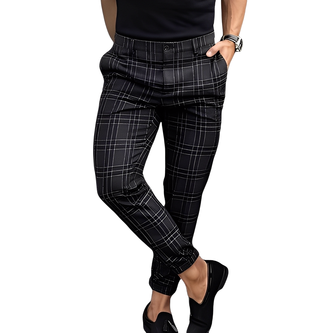 Deacon - Pantaloni Slim-Fit Comodi con Disegno a Quadri per Uomo