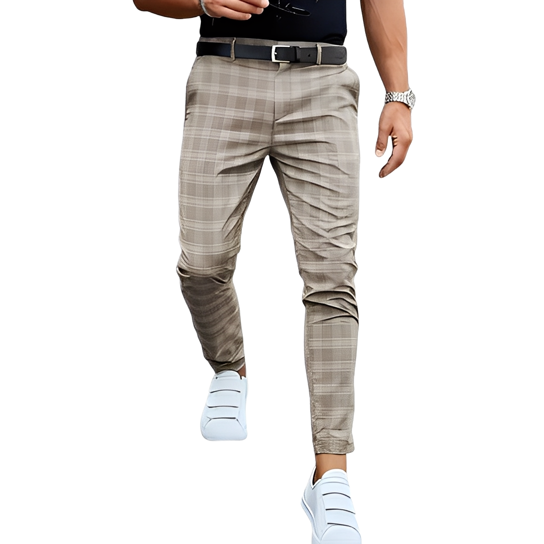 Deacon - Pantaloni Slim-Fit Comodi con Disegno a Quadri per Uomo
