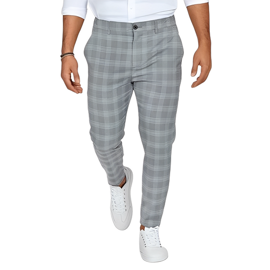 Deacon - Pantaloni Slim-Fit Comodi con Disegno a Quadri per Uomo