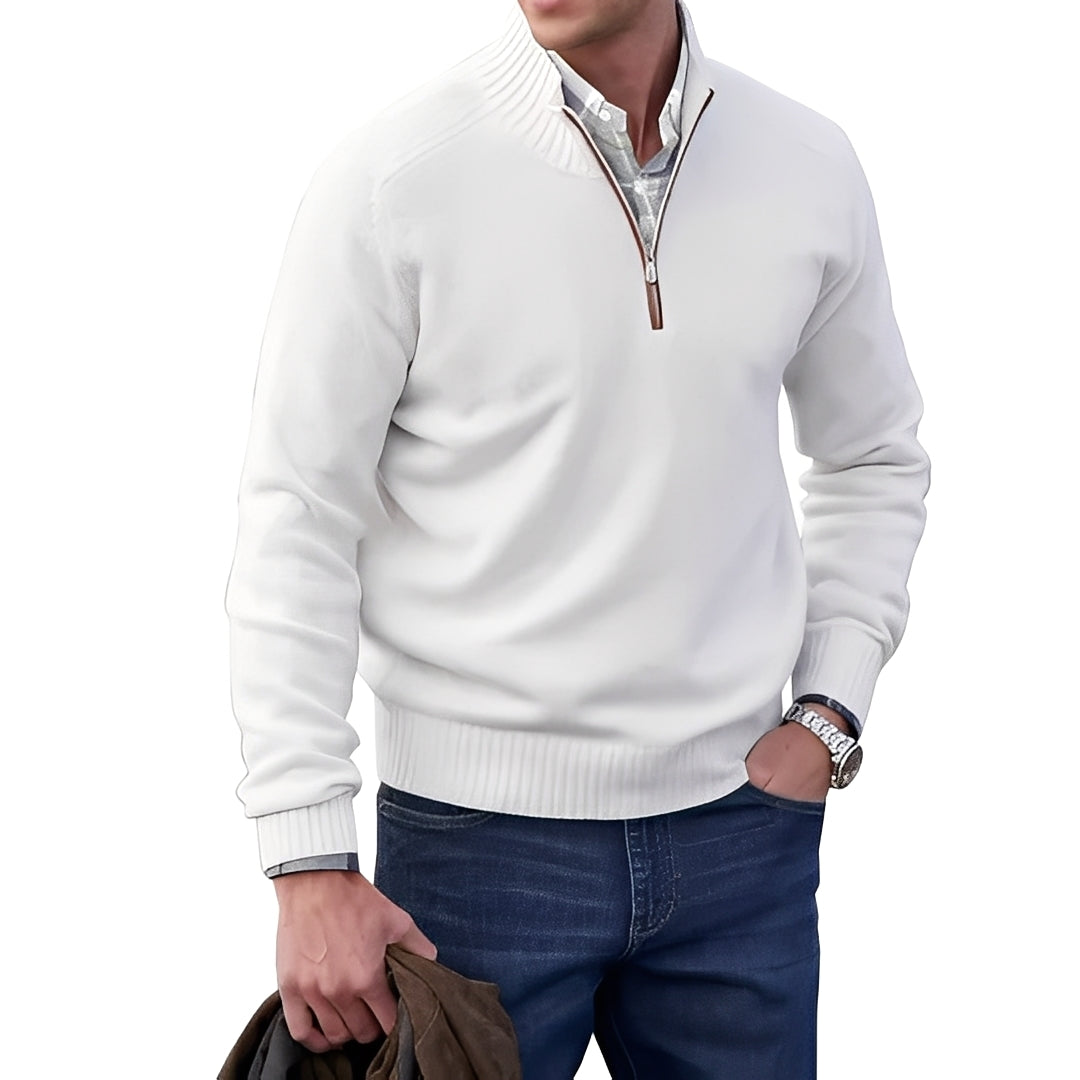 Merrill - Maglione in lana con zip casual per uomo