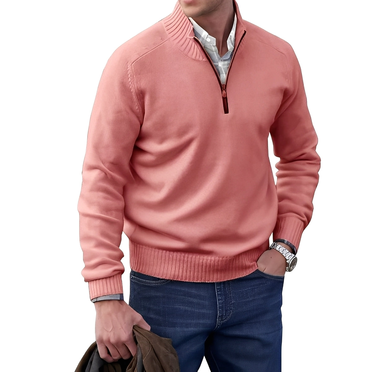 Jeremy - Maglione casual da uomo in cashmere con zip