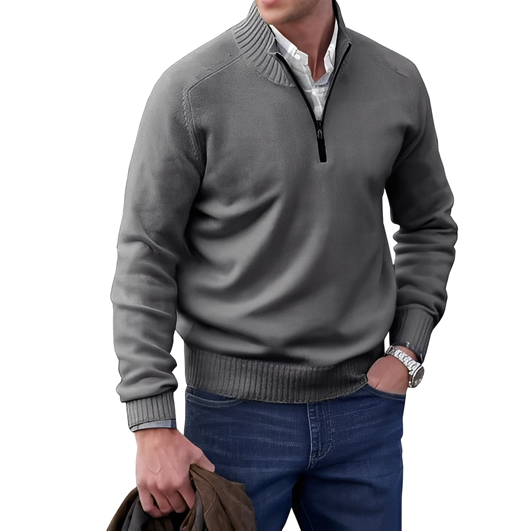 Merrill - Maglione in lana con zip casual per uomo