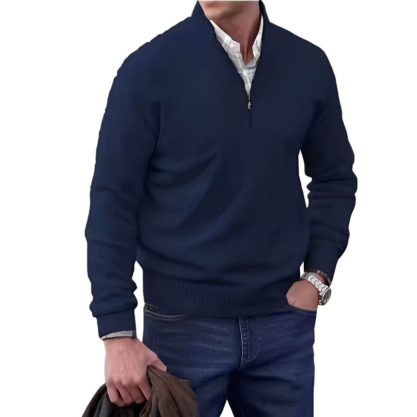 Jeremy - Maglione casual da uomo in cashmere con zip