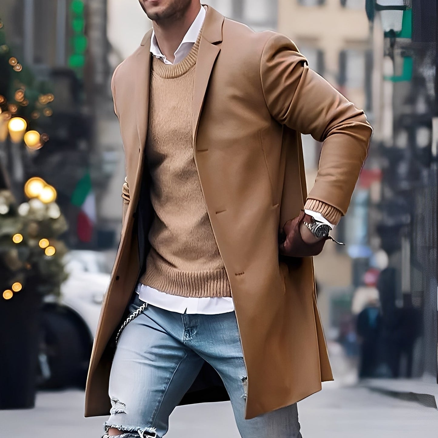 Kenyon - Trench coat raffinato con bottoni per uomo