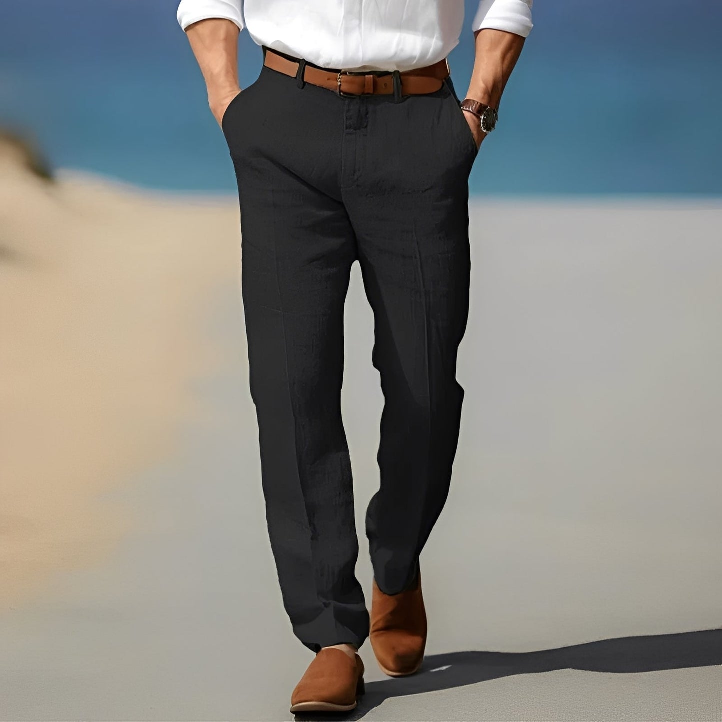 Trent - Pantaloni di lino per uomo, informali e raffinati