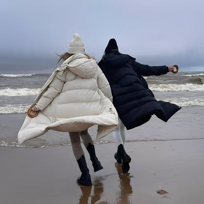 Jacquelyn - Raffinata giacca lunga con cappuccio per donne
