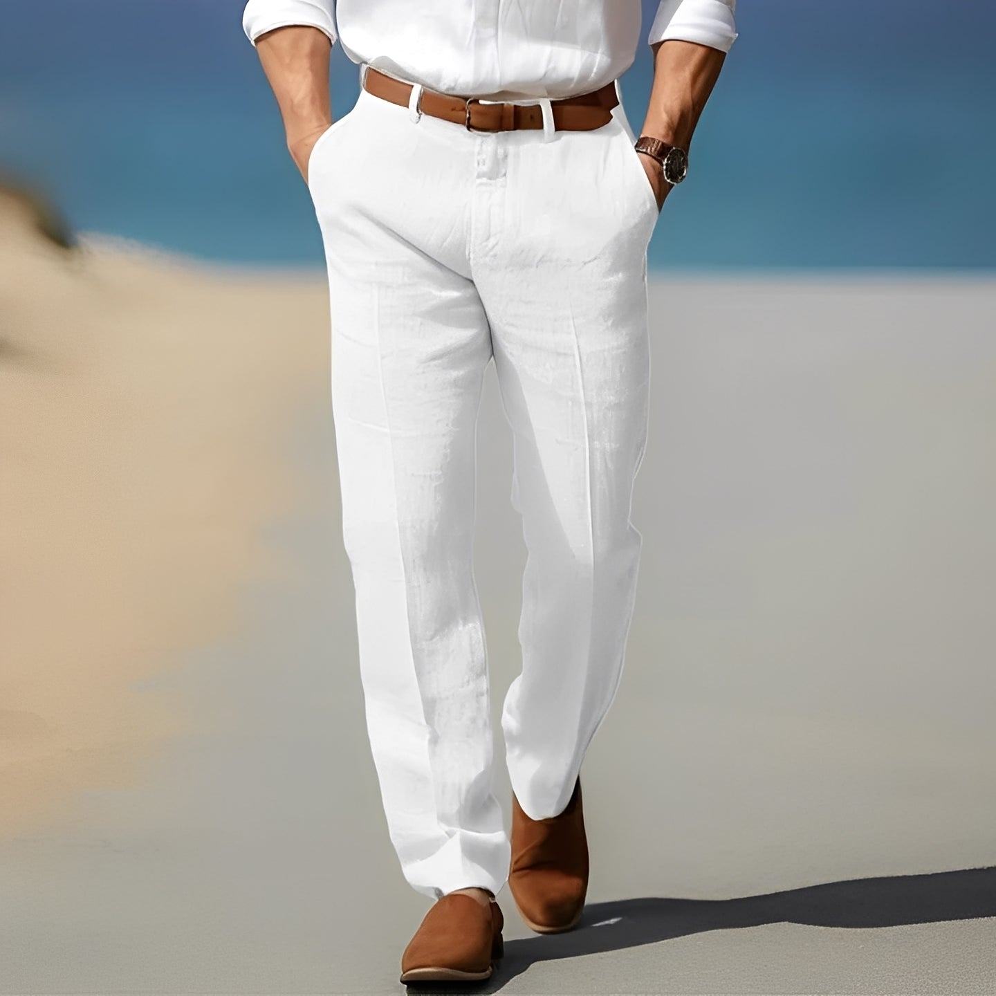 Trent - Pantaloni di lino per uomo, informali e raffinati