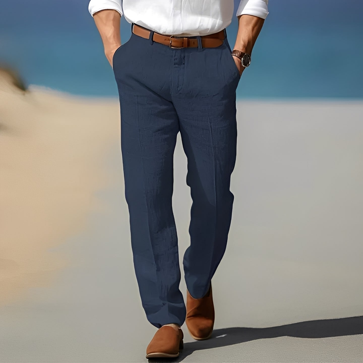 Trent - Pantaloni di lino per uomo, informali e raffinati
