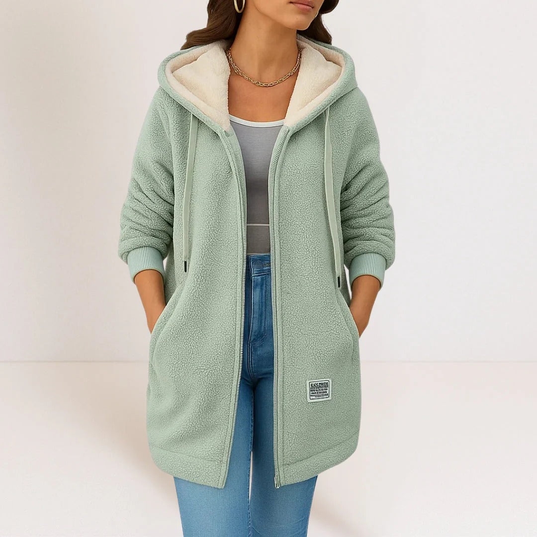 Colene - Giacca calda in pile casual con cappuccio da donna