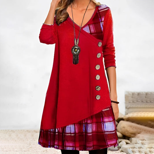 Shawnee - Abito informale patchwork con motivo a quadri per donne