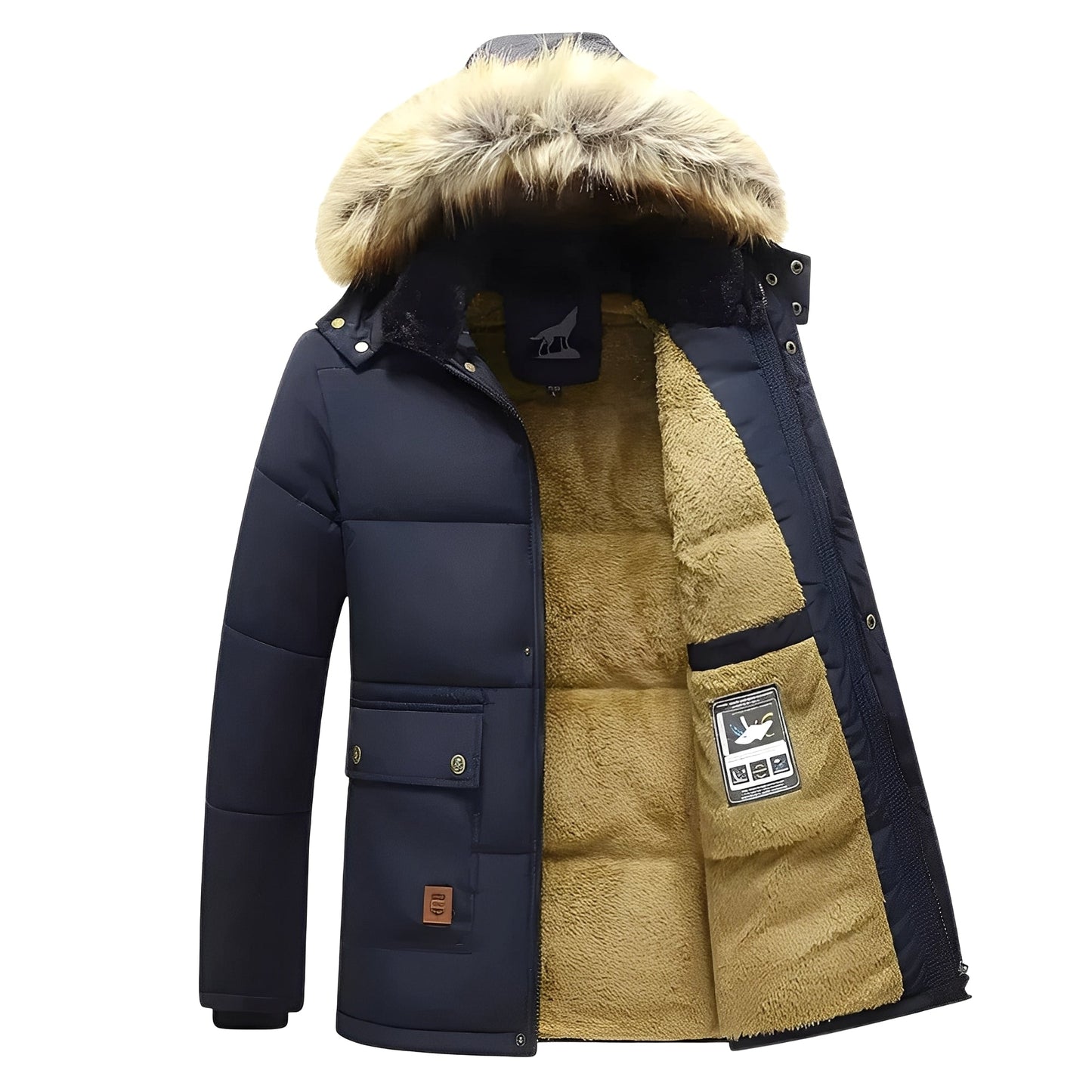 Crispian - Parka caldo con cappuccio staccabile per uomo