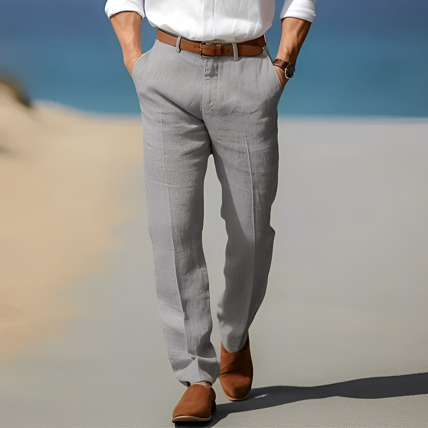 Trent - Pantaloni di lino per uomo, informali e raffinati