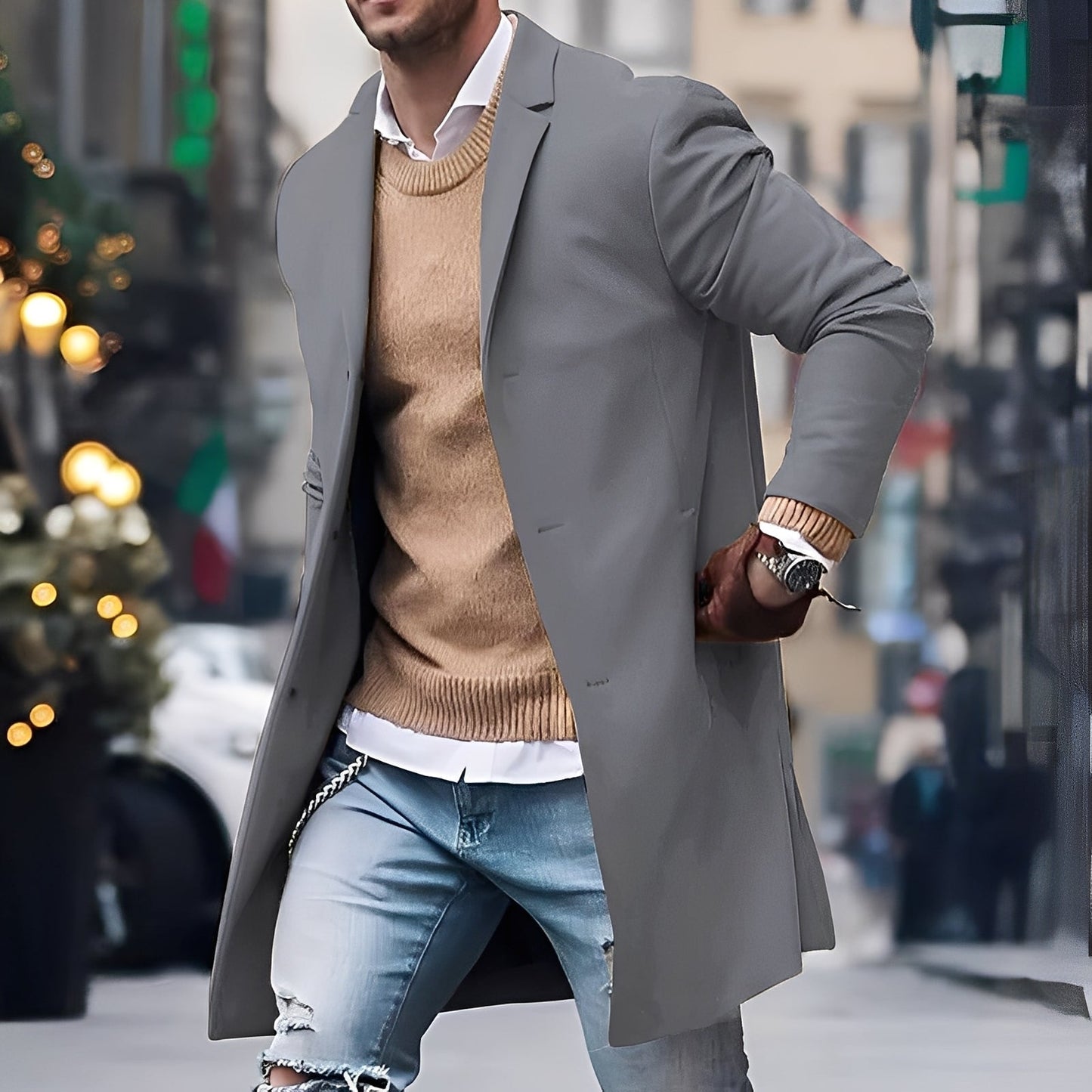 Kenyon - Trench coat raffinato con bottoni per uomo