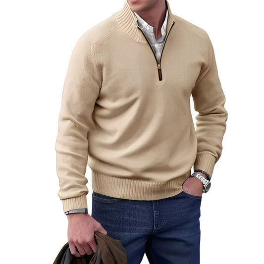 Merrill - Maglione in lana con zip casual per uomo