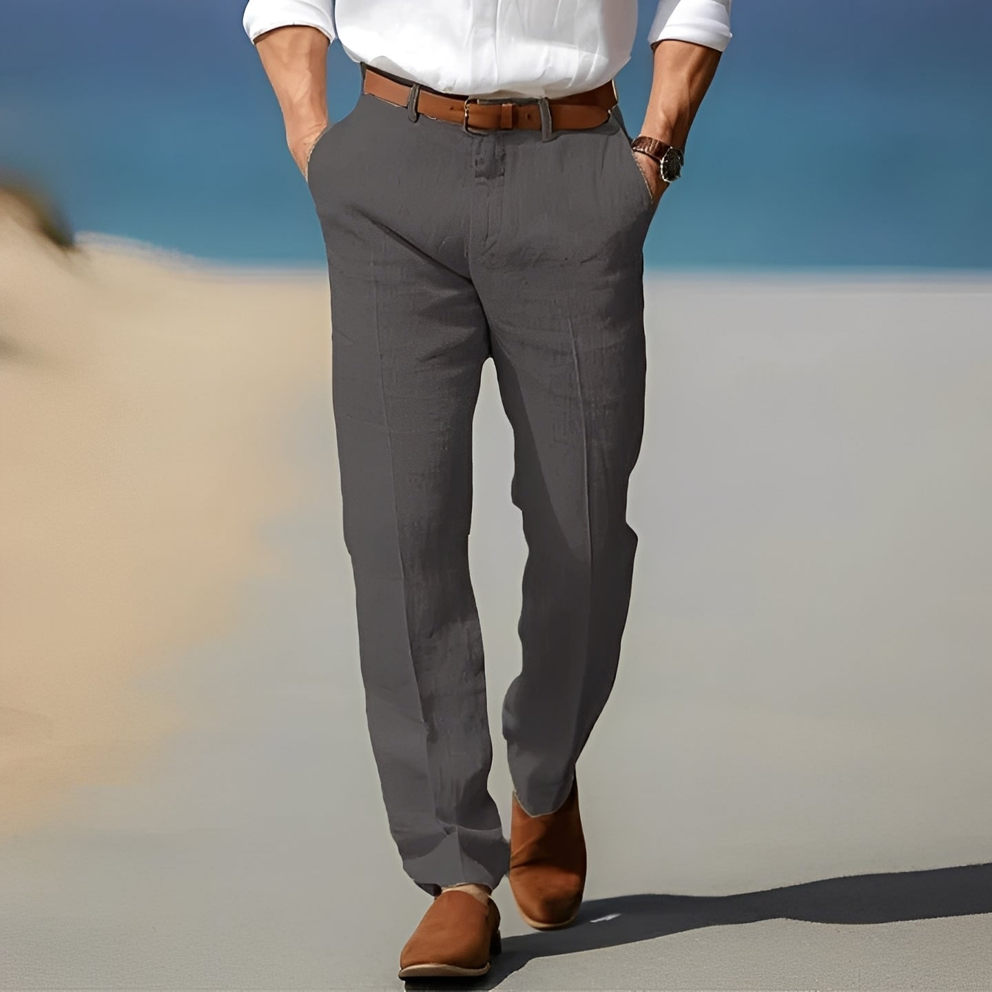 Trent - Pantaloni di lino per uomo, informali e raffinati