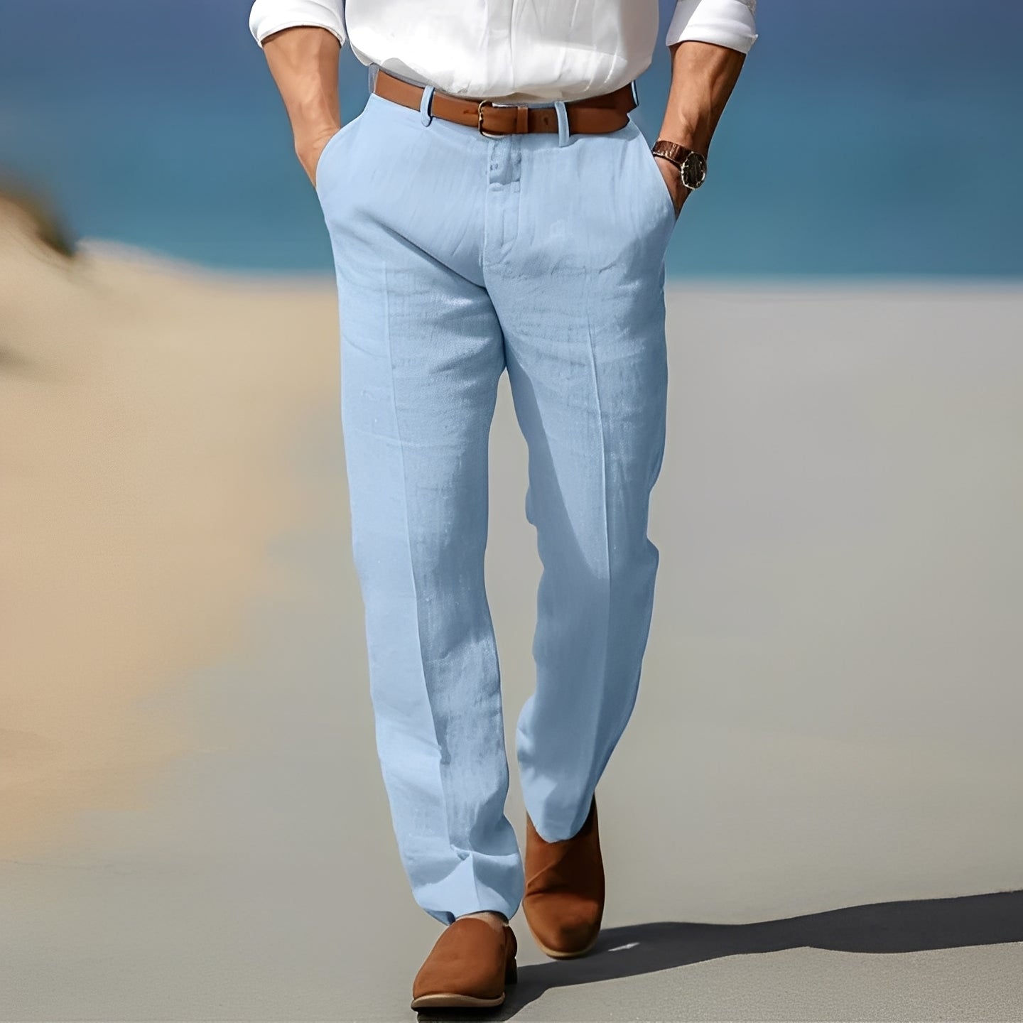 Trent - Pantaloni di lino per uomo, informali e raffinati