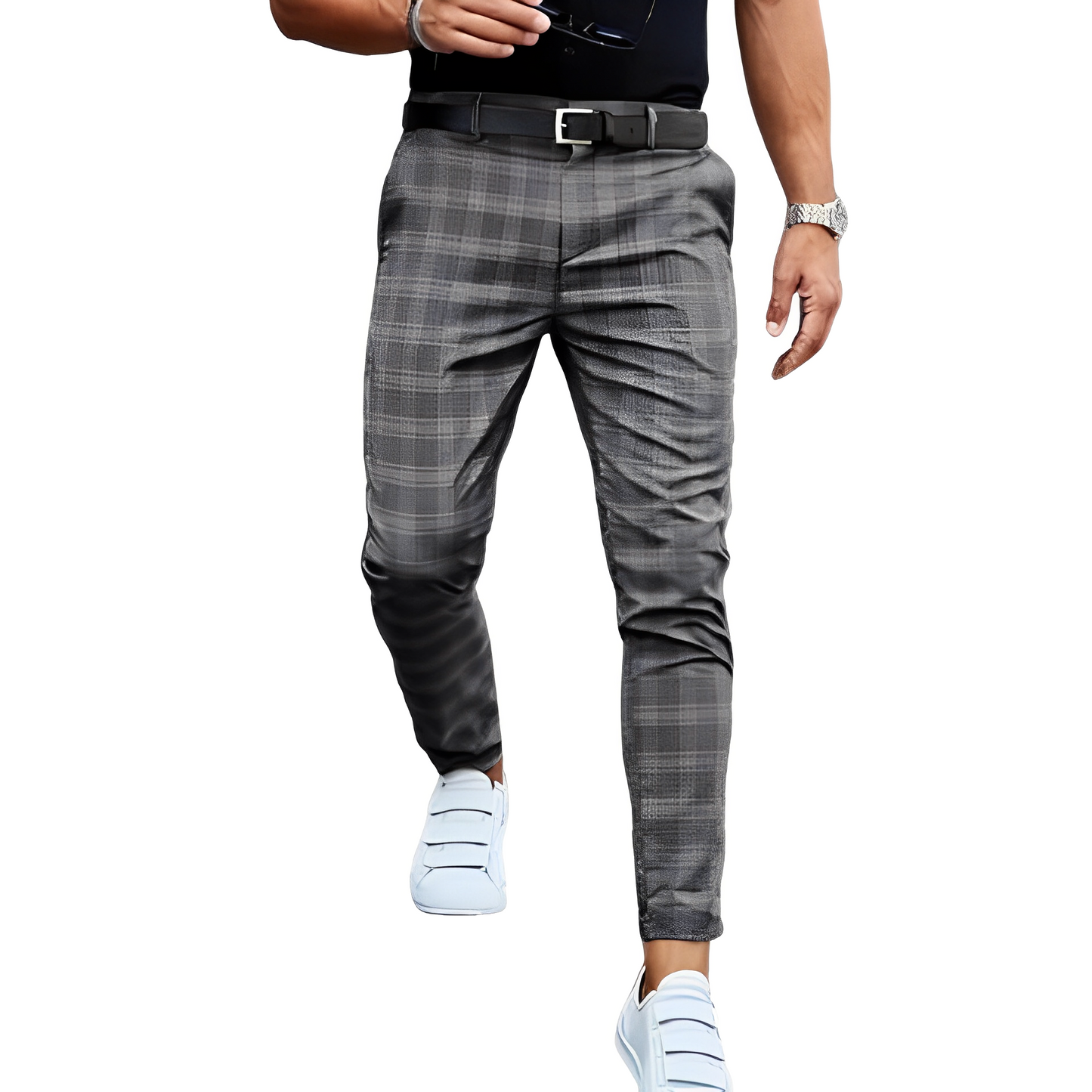 Deacon - Pantaloni Slim-Fit Comodi con Disegno a Quadri per Uomo