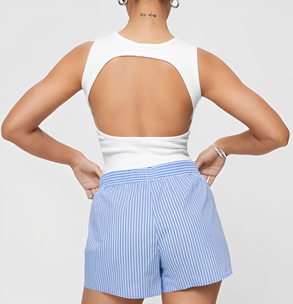 Naya – Shorts Donna a Righe con Vita Elastica