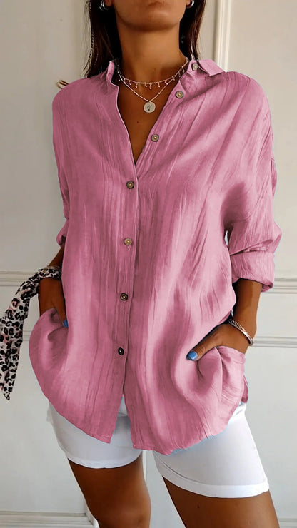 Kristina - Leggera Camicia Donna Bottoni Estate