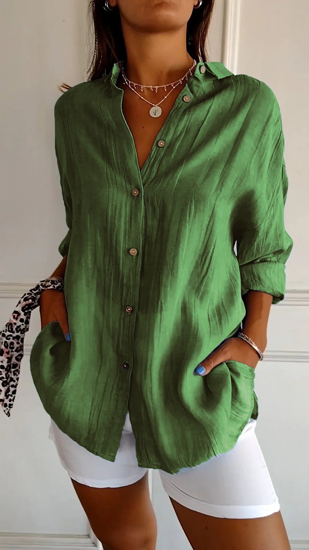 Kristina - Leggera Camicia Donna Bottoni Estate