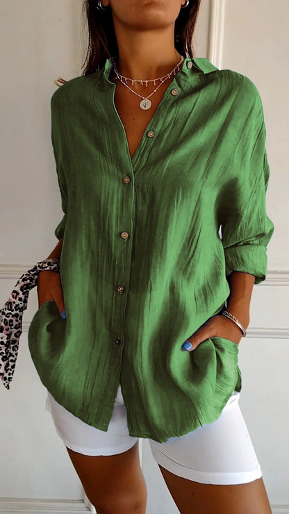 Kristina - Leggera Camicia Donna Bottoni Estate