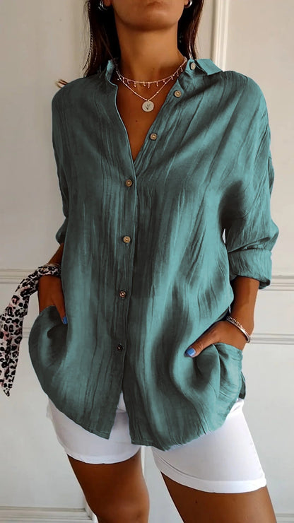 Kristina - Leggera Camicia Donna Bottoni Estate