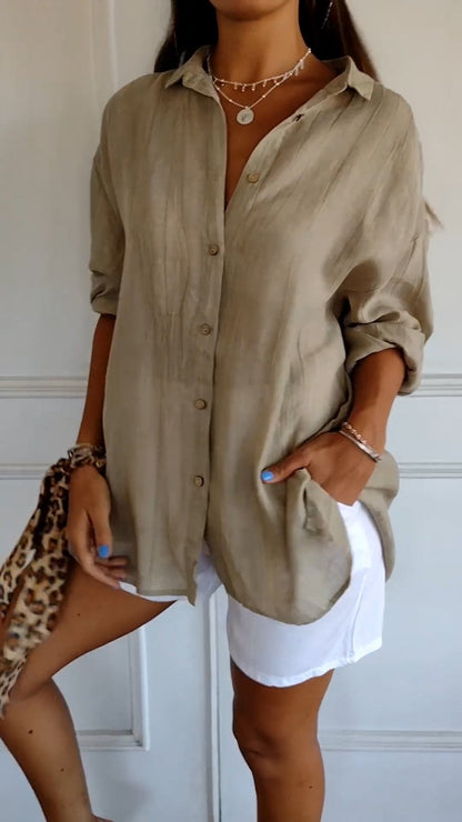 Kristina - Leggera Camicia Donna Bottoni Estate