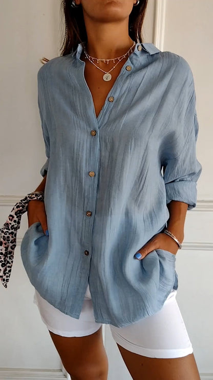 Kristina - Leggera Camicia Donna Bottoni Estate