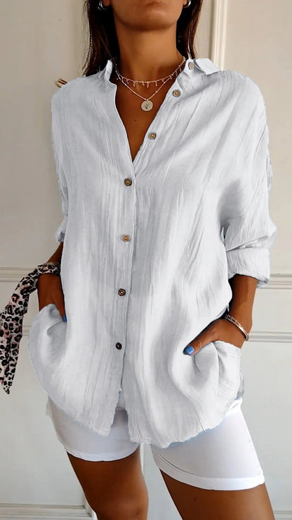 Kristina - Leggera Camicia Donna Bottoni Estate