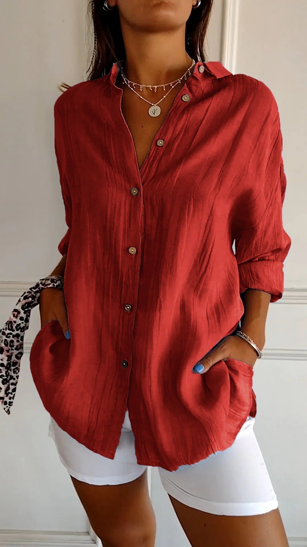 Kristina - Leggera Camicia Donna Bottoni Estate