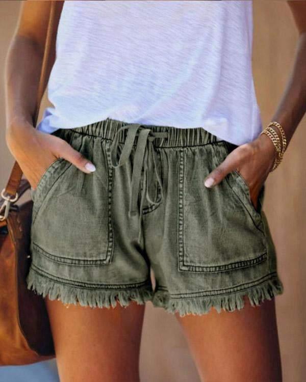 Kyan - Pantaloncini in Denim Classico con Coulisse