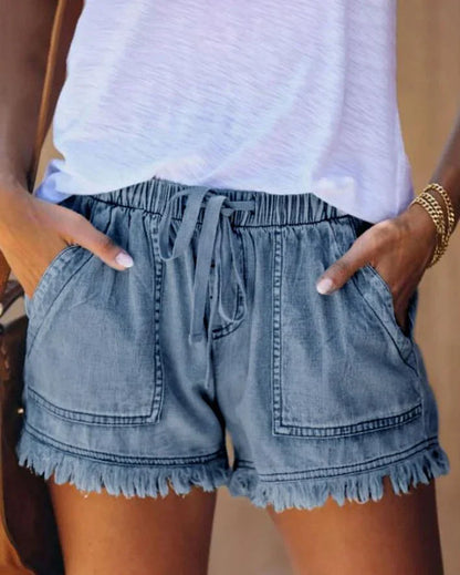 Kyan - Pantaloncini in Denim Classico con Coulisse