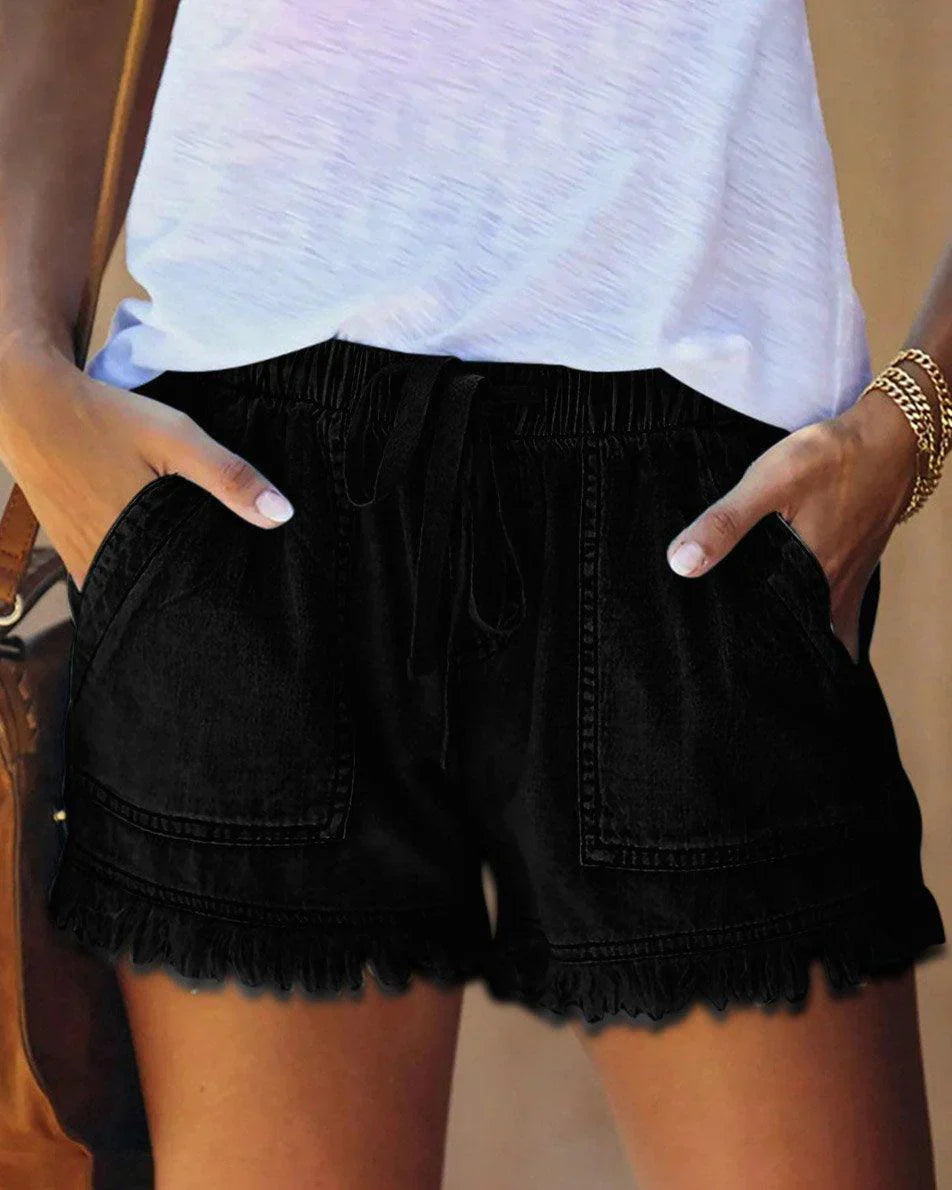 Kyan - Pantaloncini in Denim Classico con Coulisse
