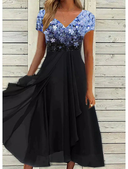 Mauricia - Abito midi elegante in pizzo con design floreale