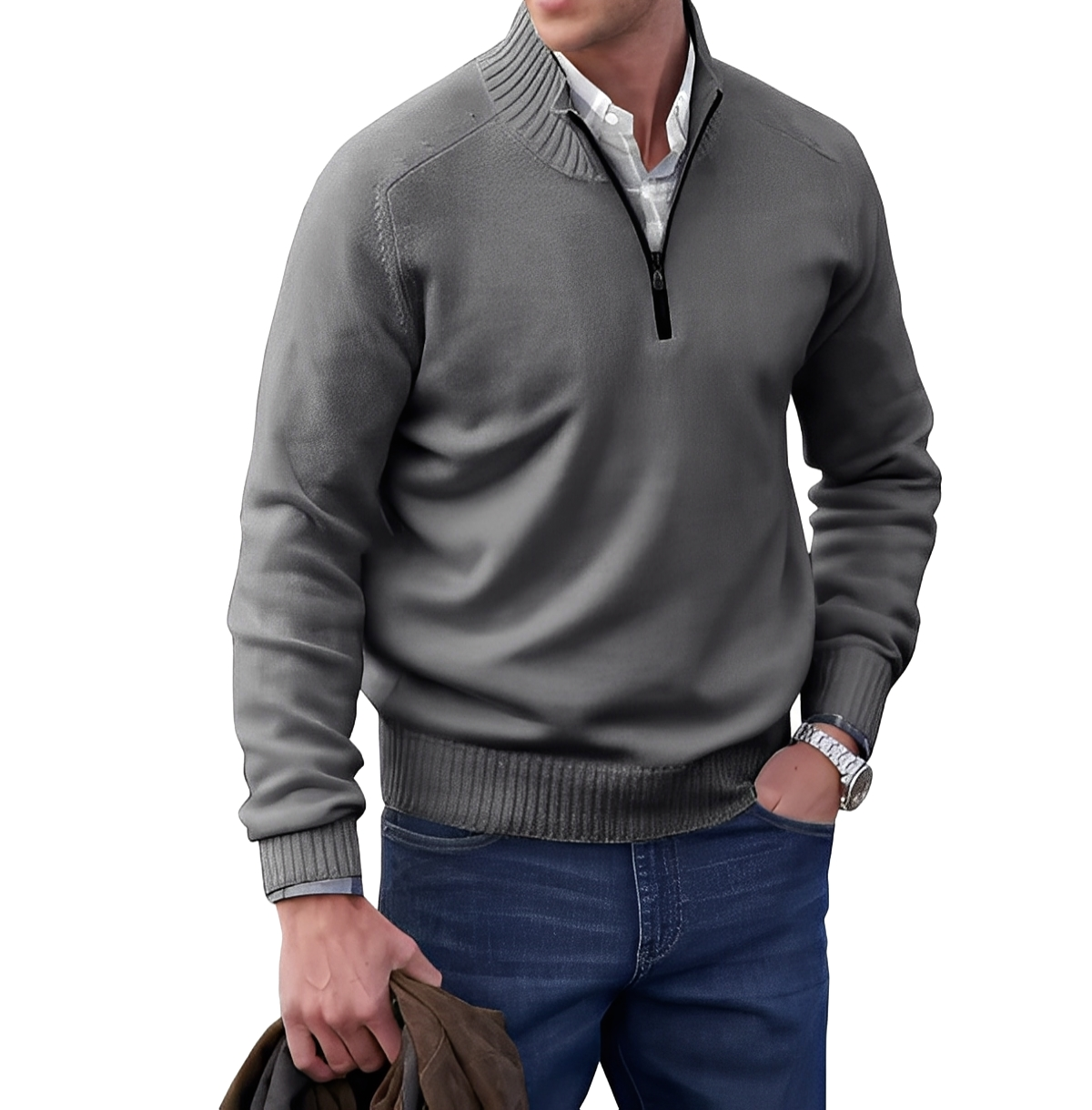 Gabriel - Pullover maschile in cashmere con cerniera