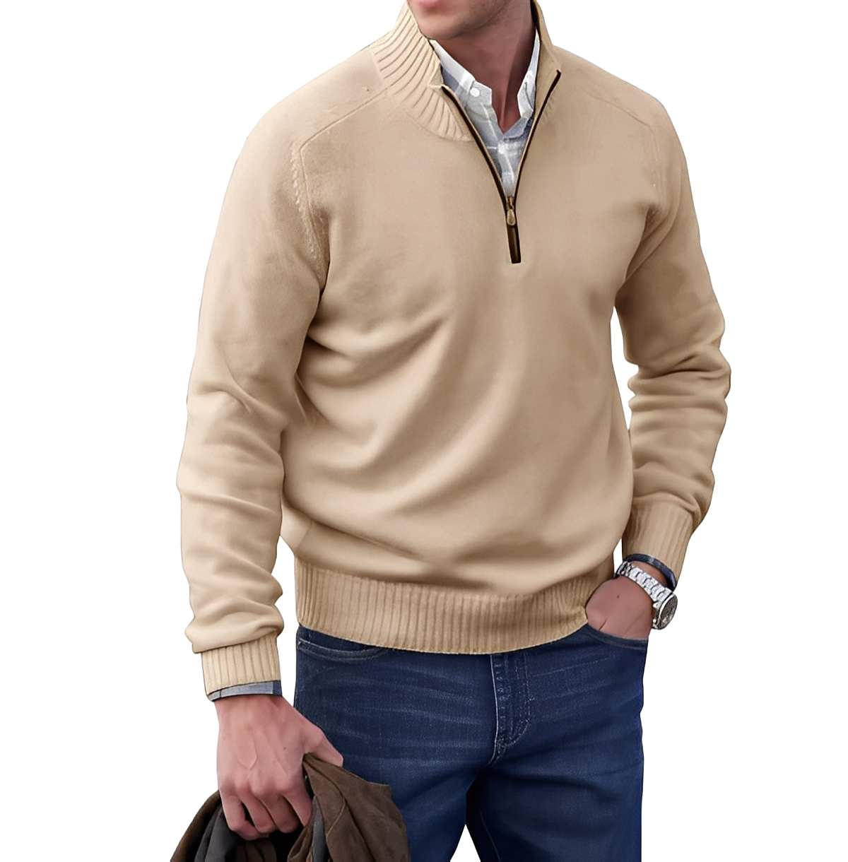 Gabriel - Pullover maschile in cashmere con cerniera